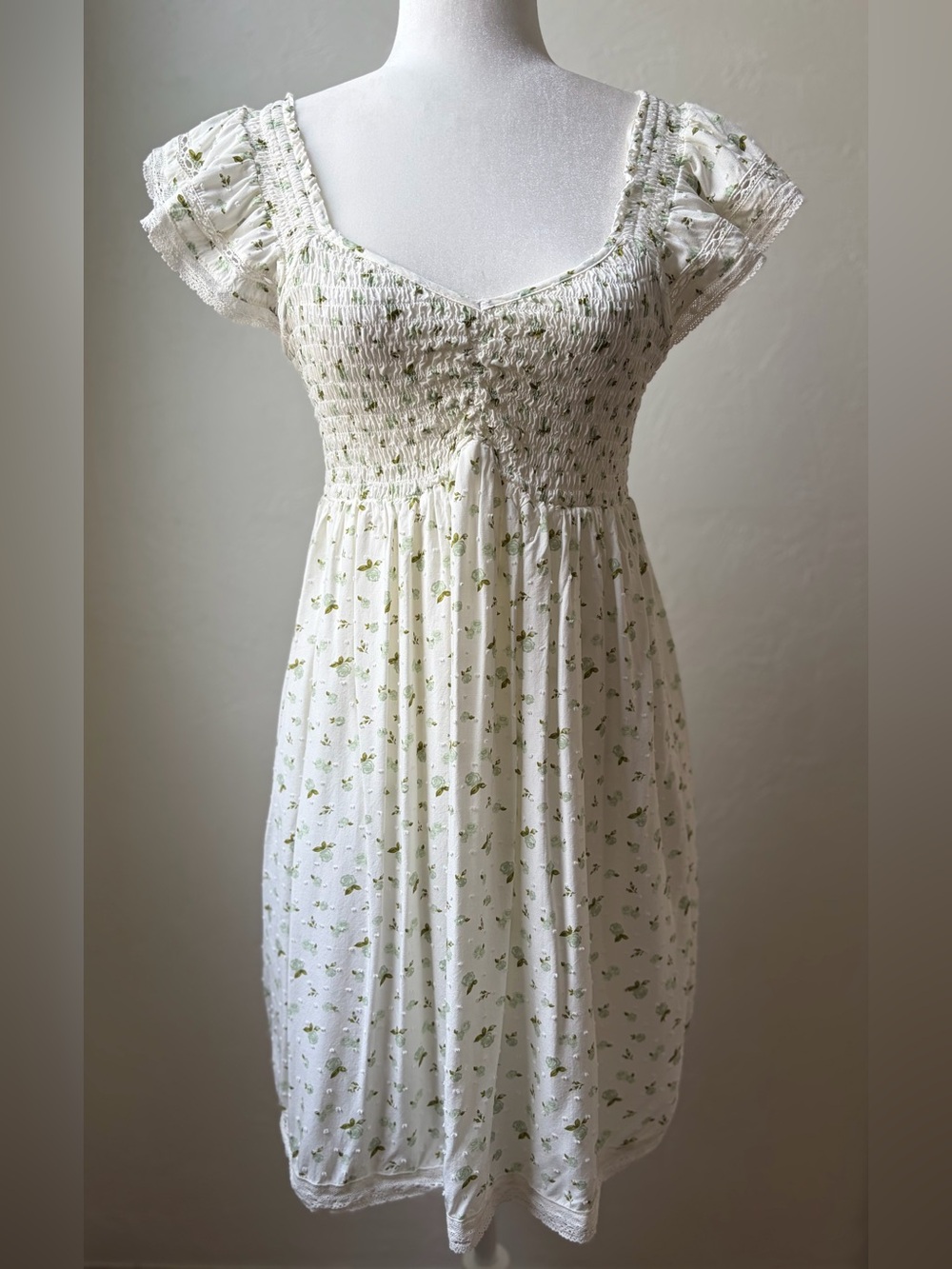 Self Esteem Floral Smocked Babydoll Mini Dress Cottagecore Size S
